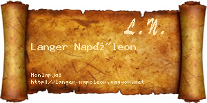 Langer Napóleon névjegykártya